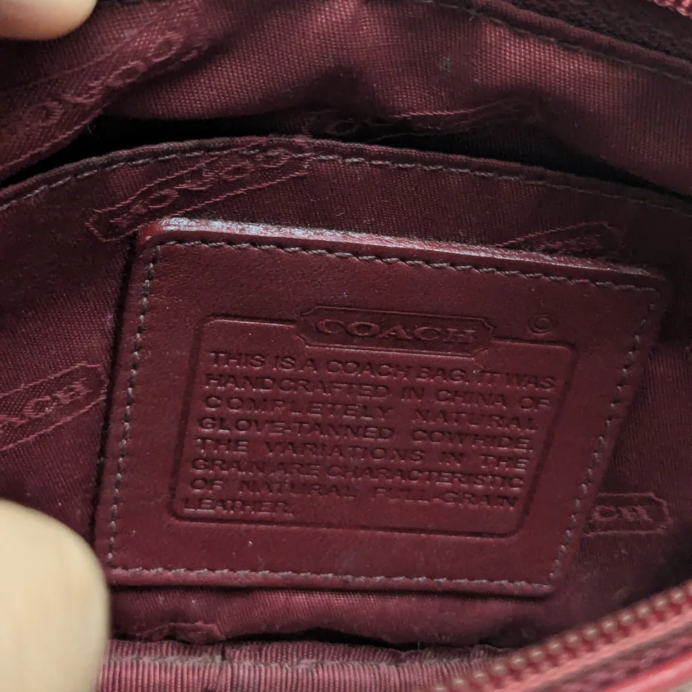 Vintage Coach Burgundy Leather Cosmetic Case Pouch Clutch
